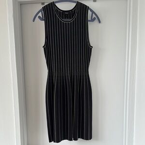Theory Black and White Pleated Sheath Mini Dress